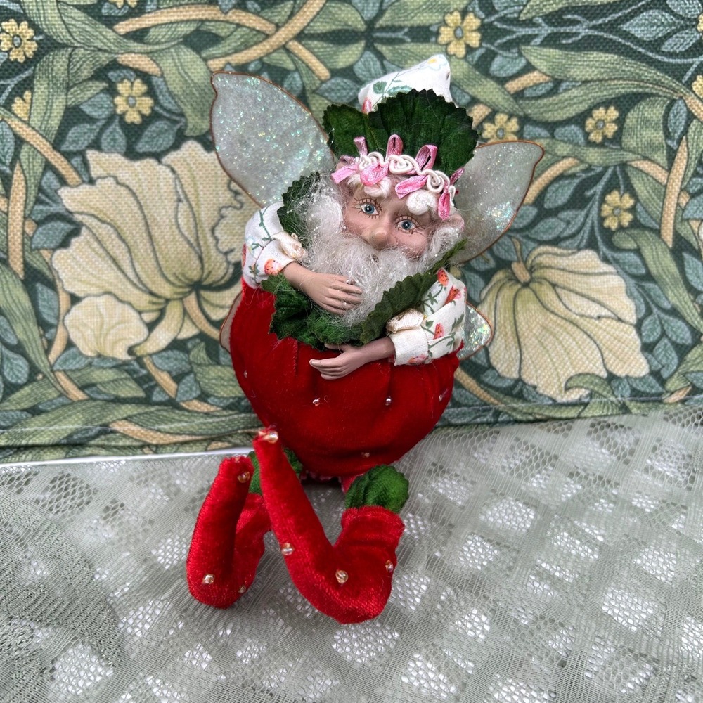 Mark Roberts Strawberry Santa Fairy Christmas Ornament Whimsical Decor